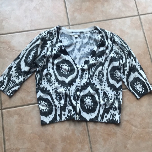 Worthington Sweaters - Worthington Cropped Patterned Metallic Cardigan